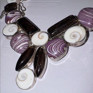 Elegant Purple and Silver Statement Necklace